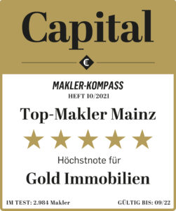 Capital Makler-Kompass: Top-Makler Mainz, Höchstnote fünf Sterne für GOLD IMMOBILIEN